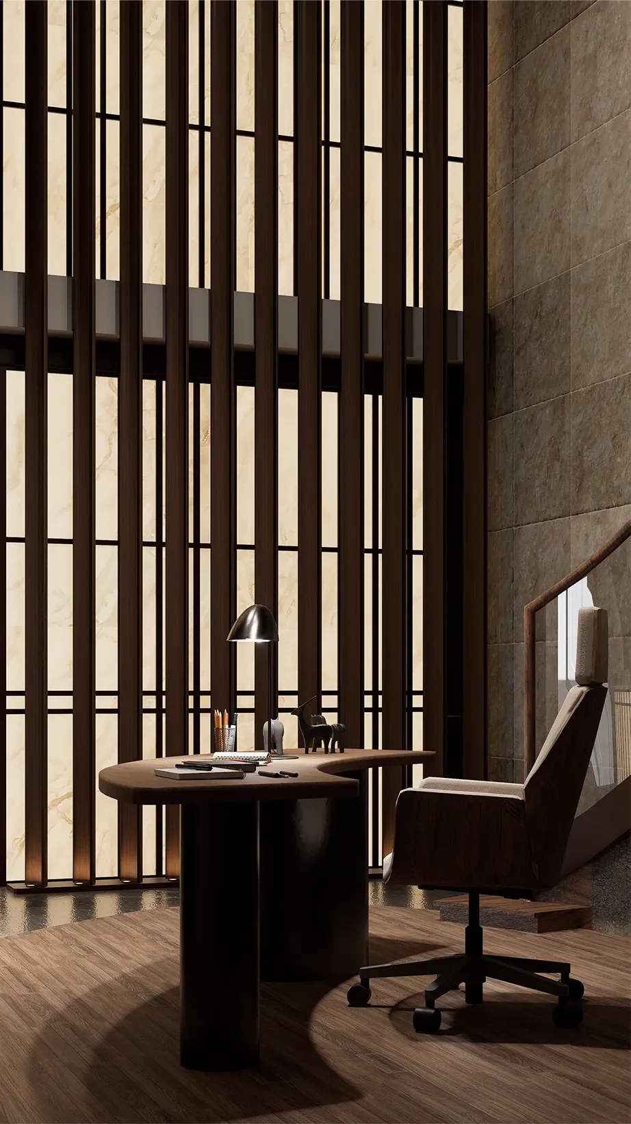Filtered light through the timber screen
