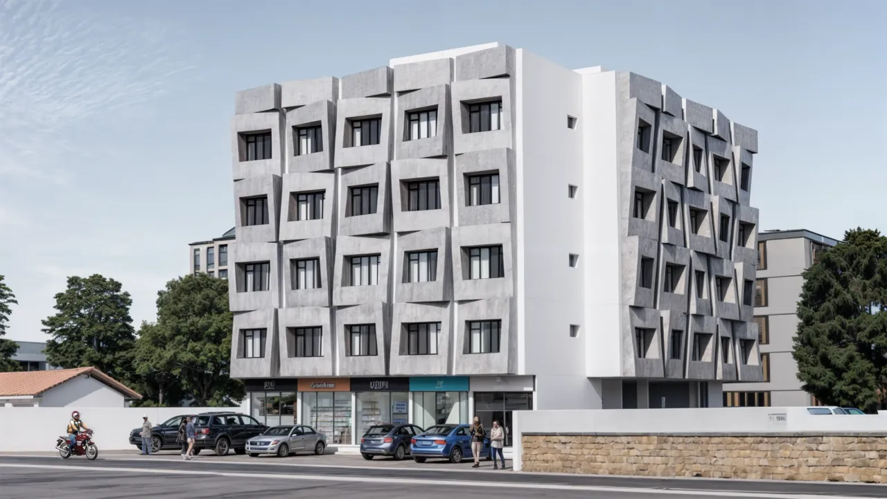 Design visualisation of the building and street
