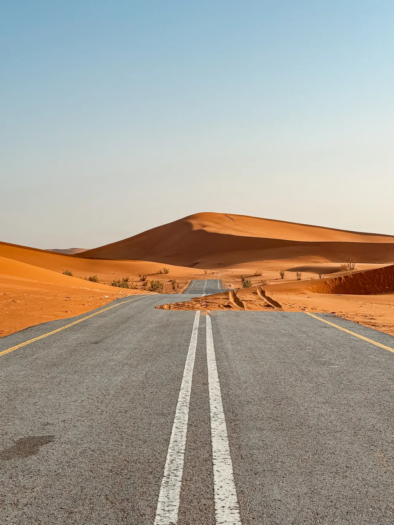 A road ending at the desert
