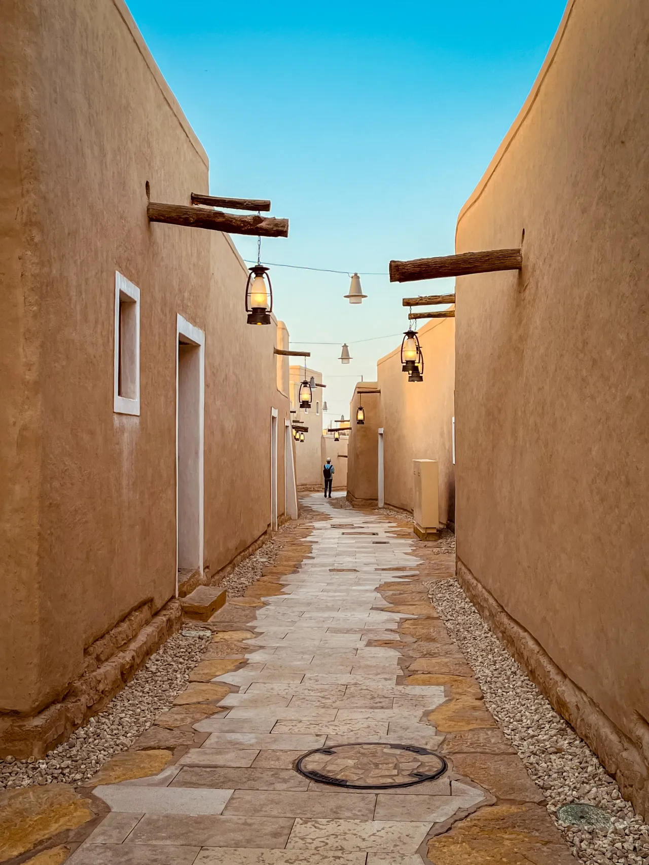 A passage through textured walls