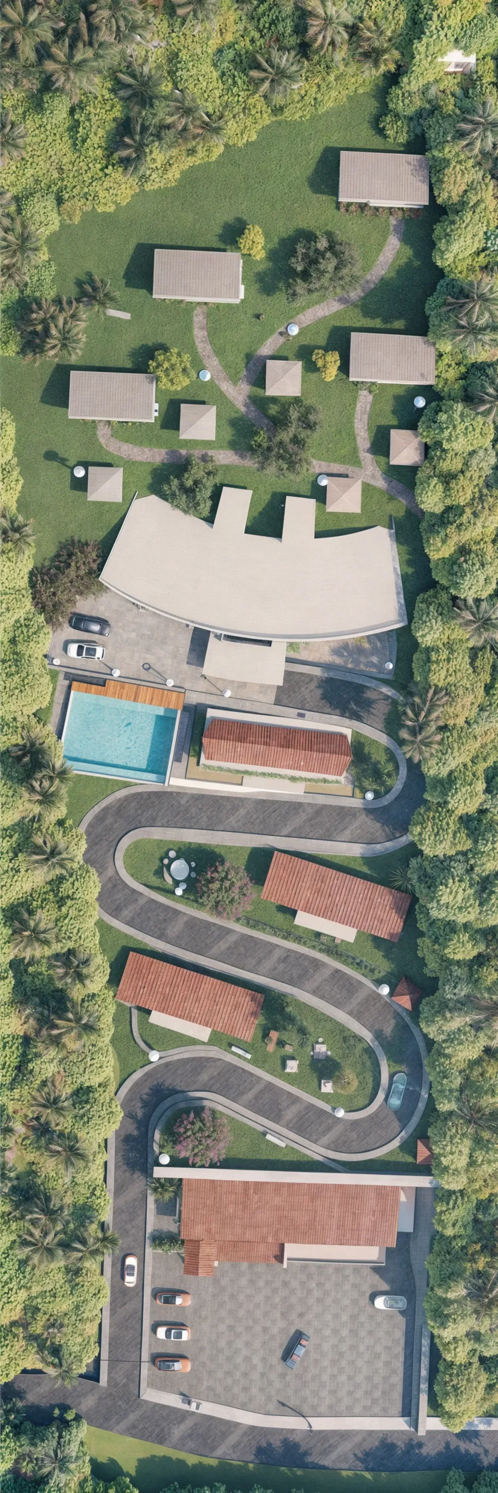 Site plan following the hillside